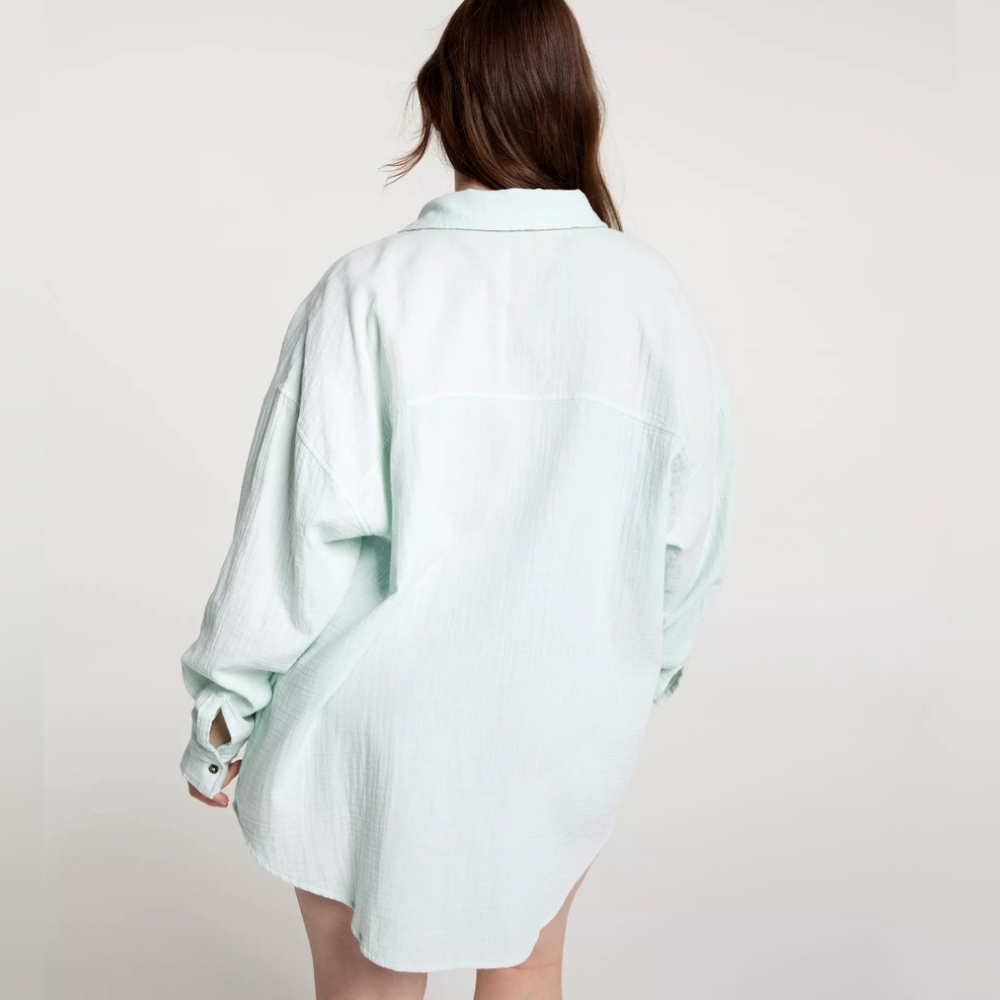 CALIA Women's Oversized 100% Cotton Cover Up, Minty Aura, Green, Size 1X, NWT - Picture 3 of 11